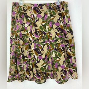 Pretty Floral chiffon skirt in mix of muted, neutrals and brights. Lined.